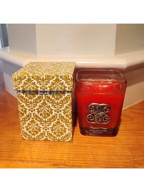NEW Aromatique Bergamot Orange 9 oz Candle in Glass Decorative Cube w/Gift Box